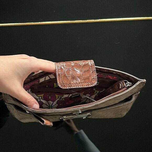 Vintage Guess Brown Crocodile Wristlet G Logo Y2K Studded - Picture 4 of 5